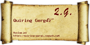 Quiring Gergő névjegykártya